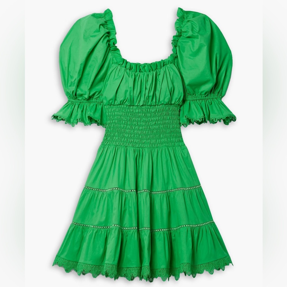 CHARO RUIZ IBIZA Giuliana Lace-Trimmed Ruched Poplin Mini Dress | Size Small